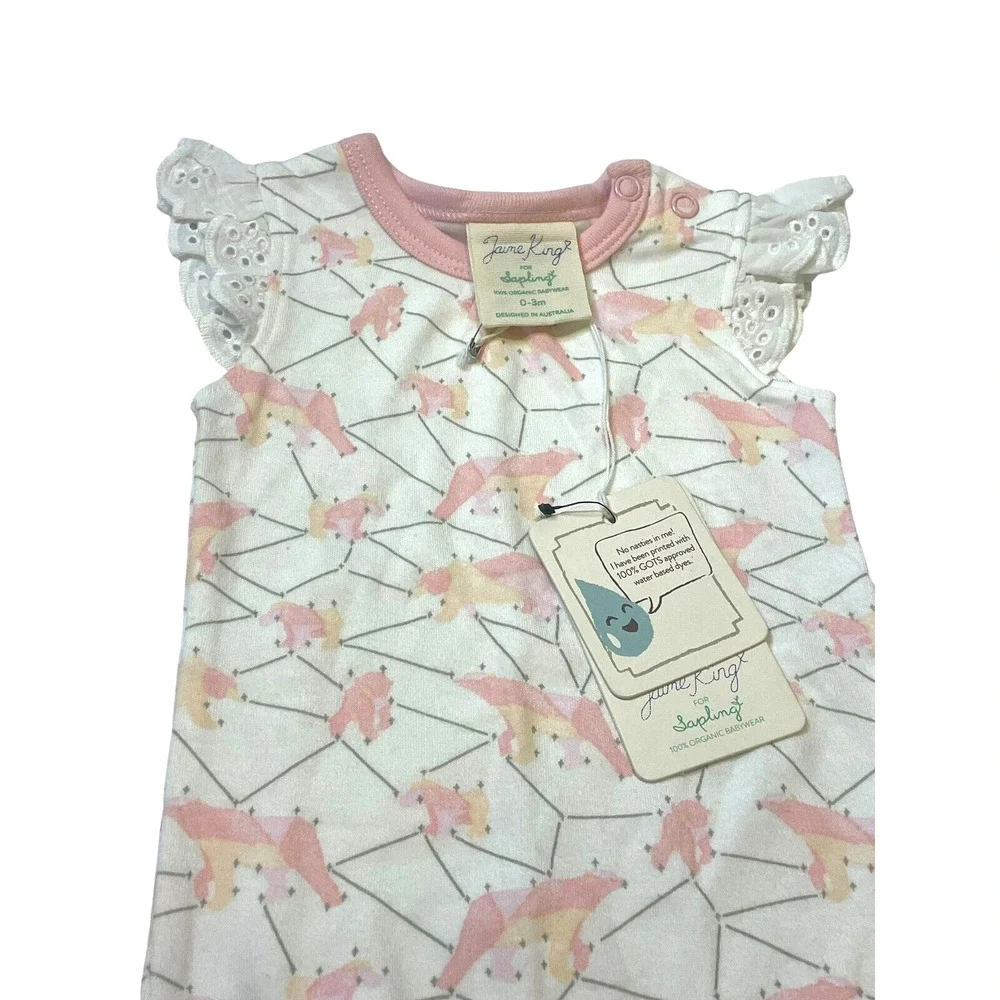 Jaime King For Sapling Girls Galaxy Bear Pink Lace Bodysuit Size 0-3M NWT